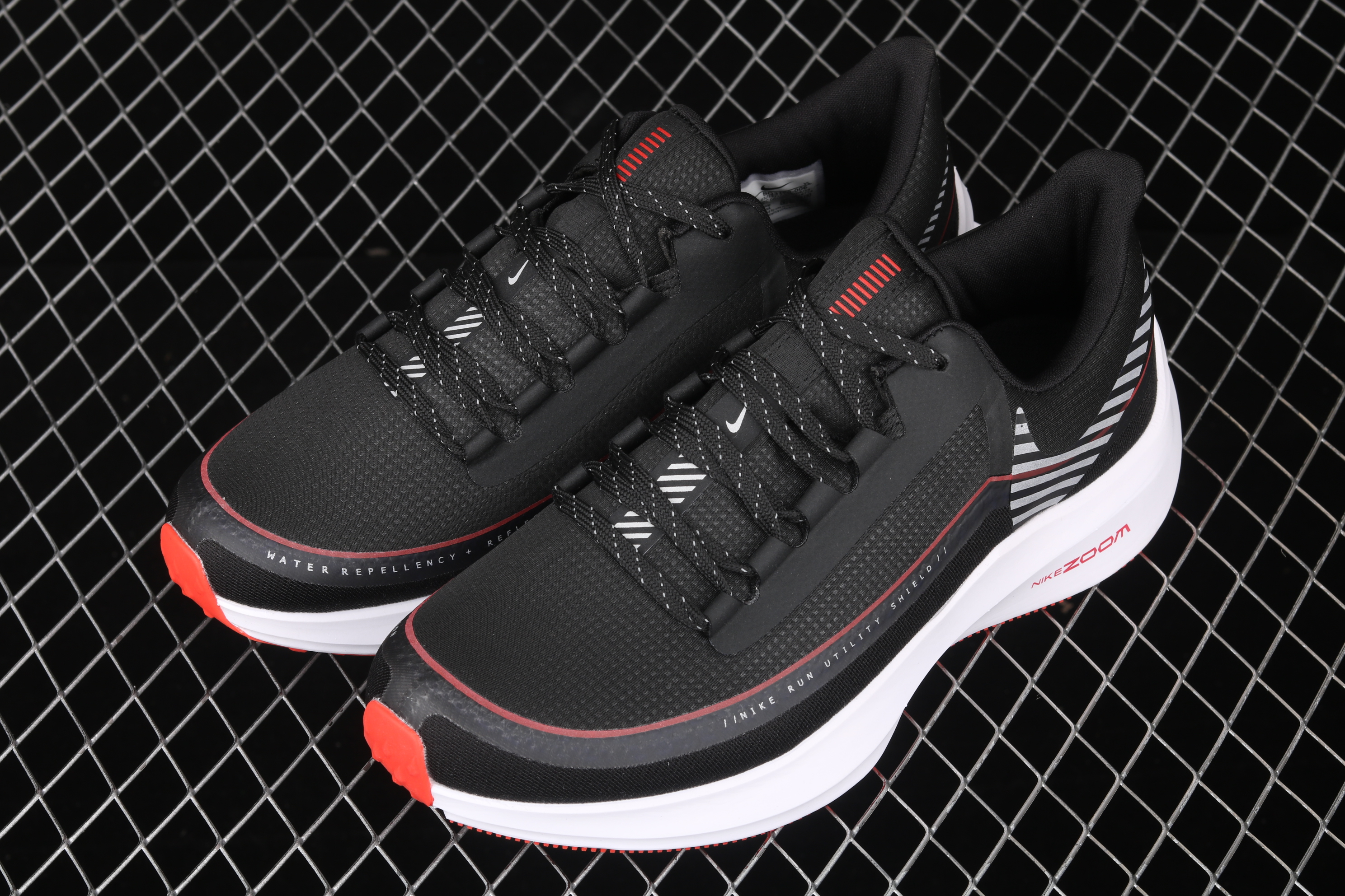 Nike Air Zoom Winflo 6 Shield Black Red White Shoes - Click Image to Close